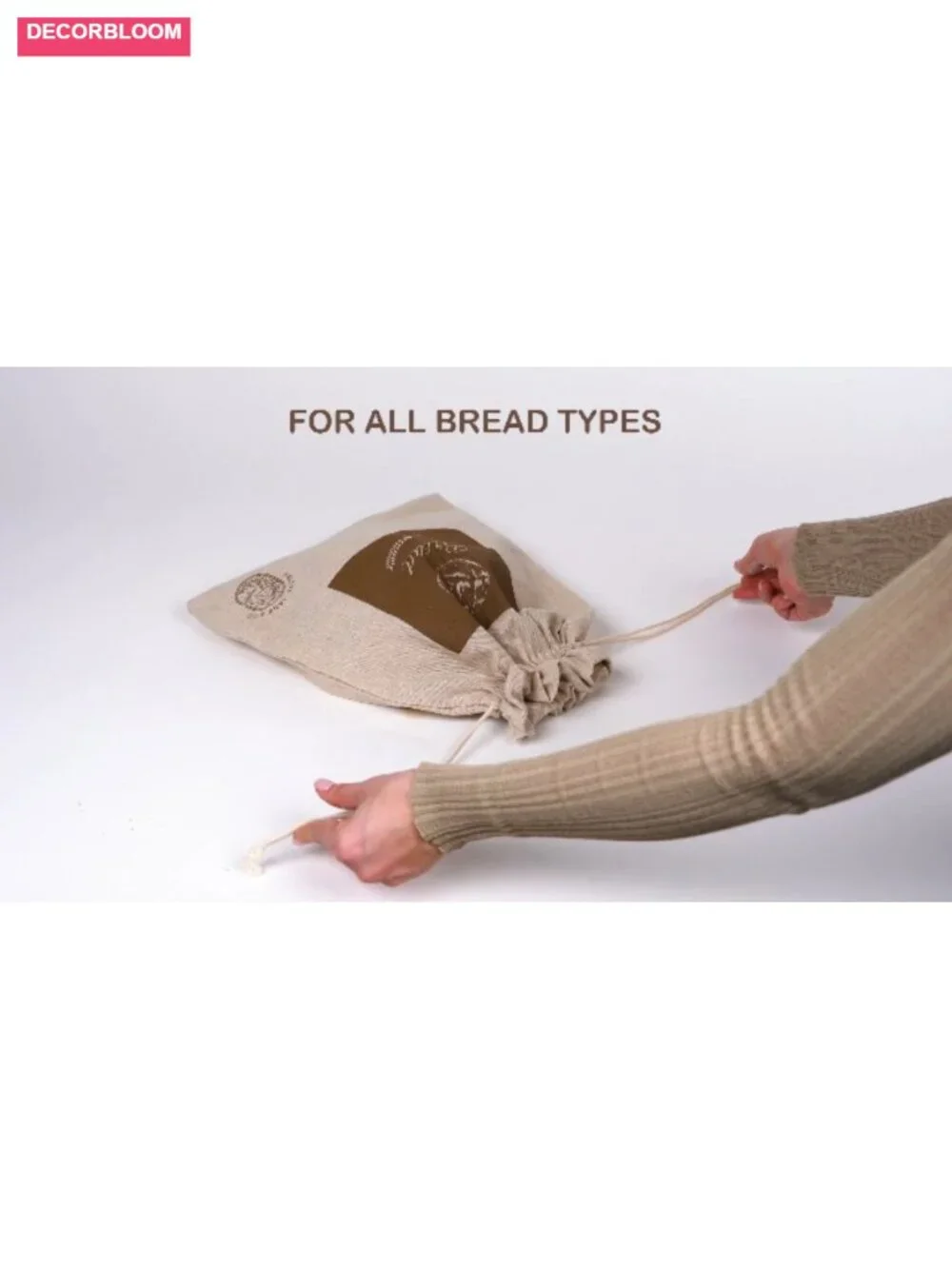 Reusable Linen Bread Bags with Drawstring (2 Pack, XL) - Large Food Storage for